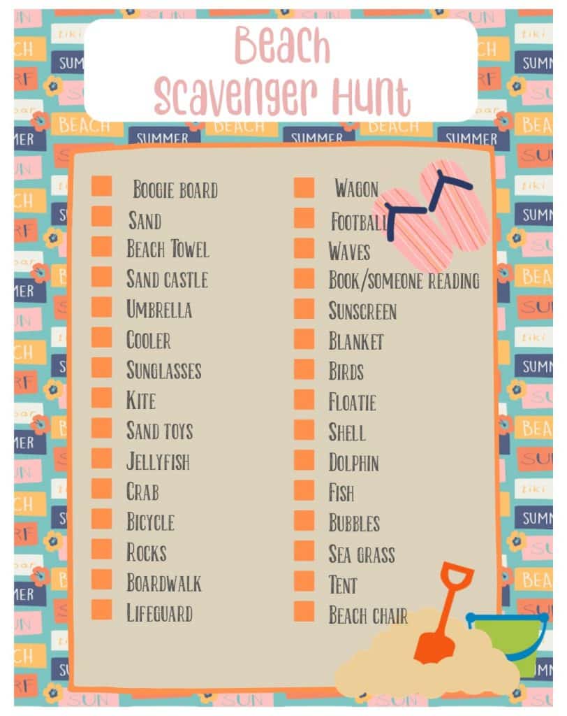 Free Beach Scavenger Hunt Printable