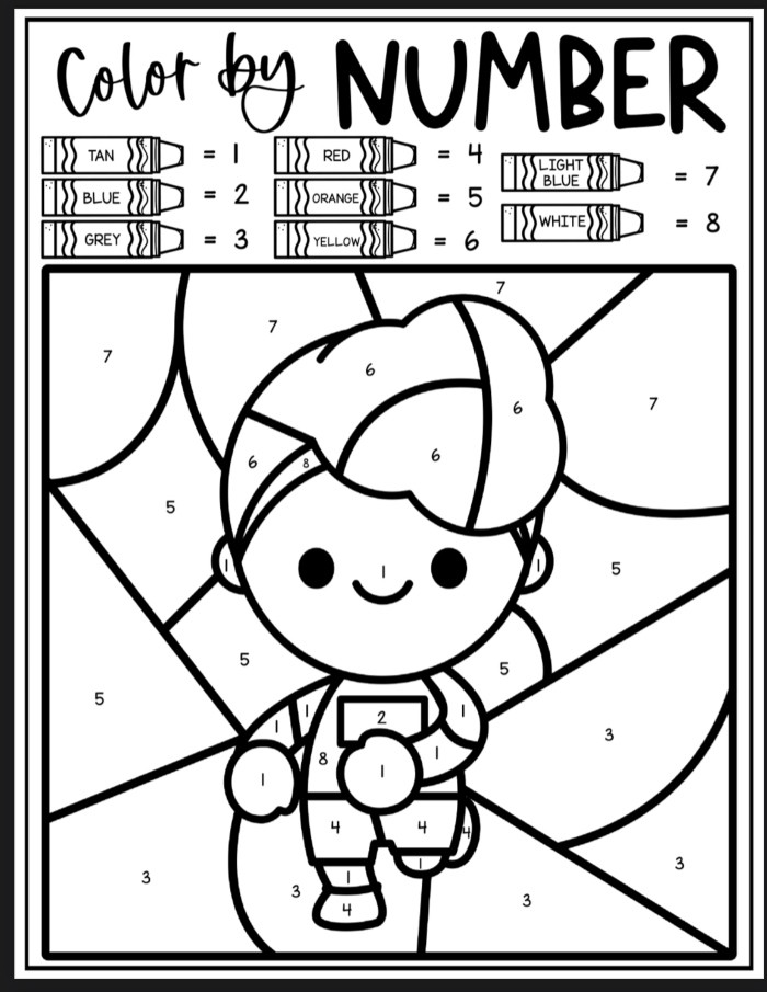 Athlete Color By Number Coloring Sheets