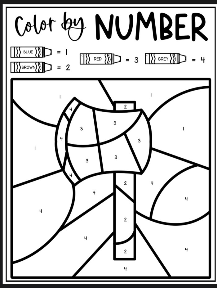Ax Color By Number Coloring Sheets