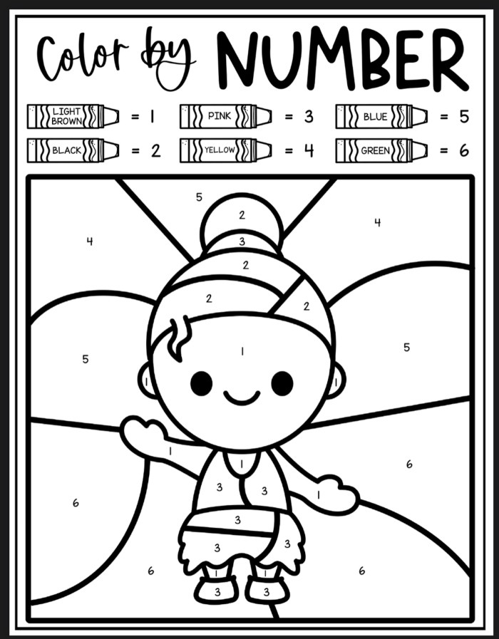 Ballerina Color by Number Coloring Sheet