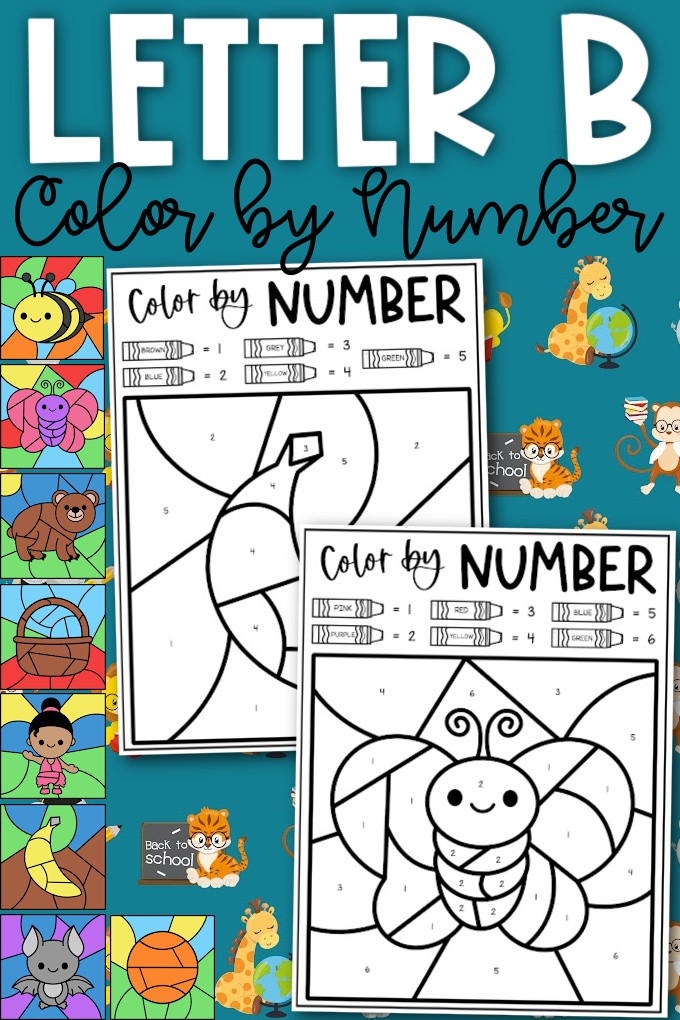 Letter B Color By Number Coloring Sheets
