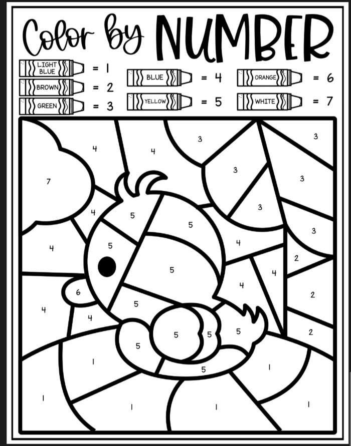 Duck Color By Number Coloring Sheets