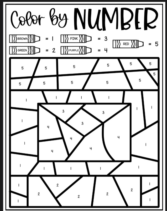 Envelope Color By Number Coloring Sheets