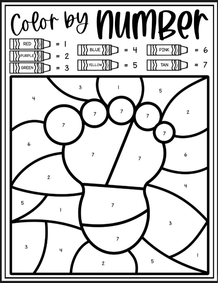 Foot Color By Number Coloring Sheets