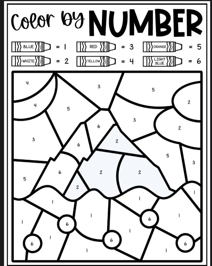 Iceberg Color By Number Coloring Sheets