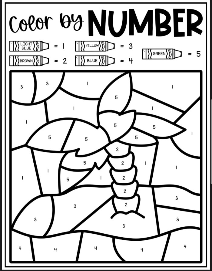 Island Color By Number Coloring Sheets
