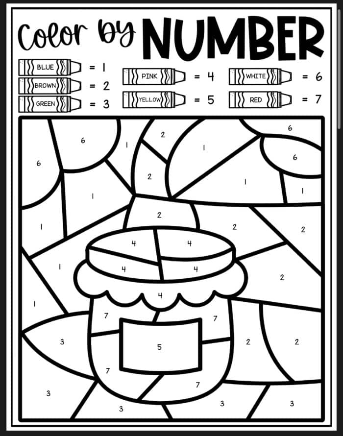 Jam Color By Number Coloring Sheets