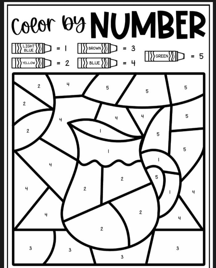 Juice Color By Number Coloring Sheets