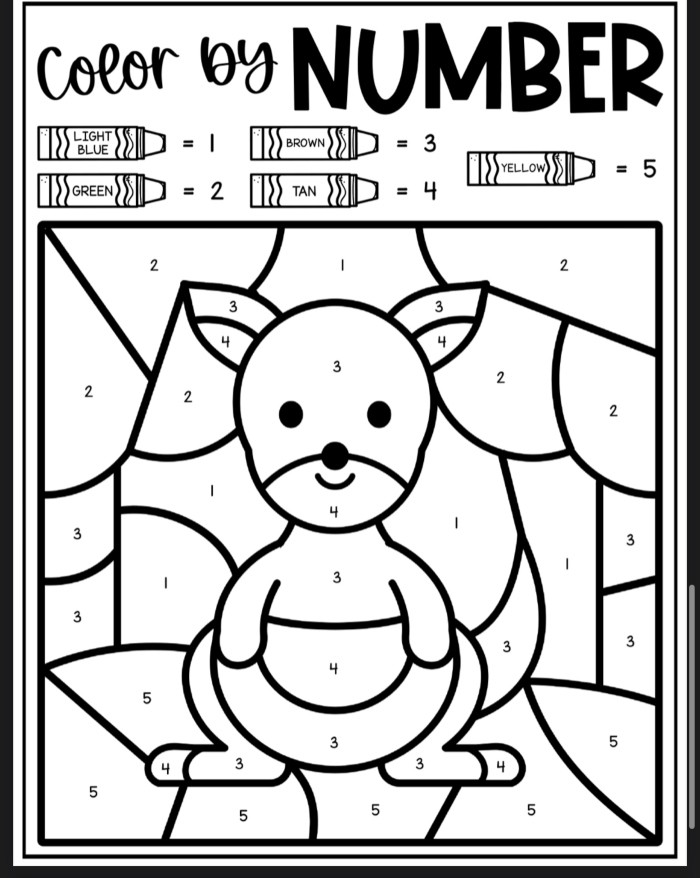 Kangaroo Color By Number Coloring Sheets