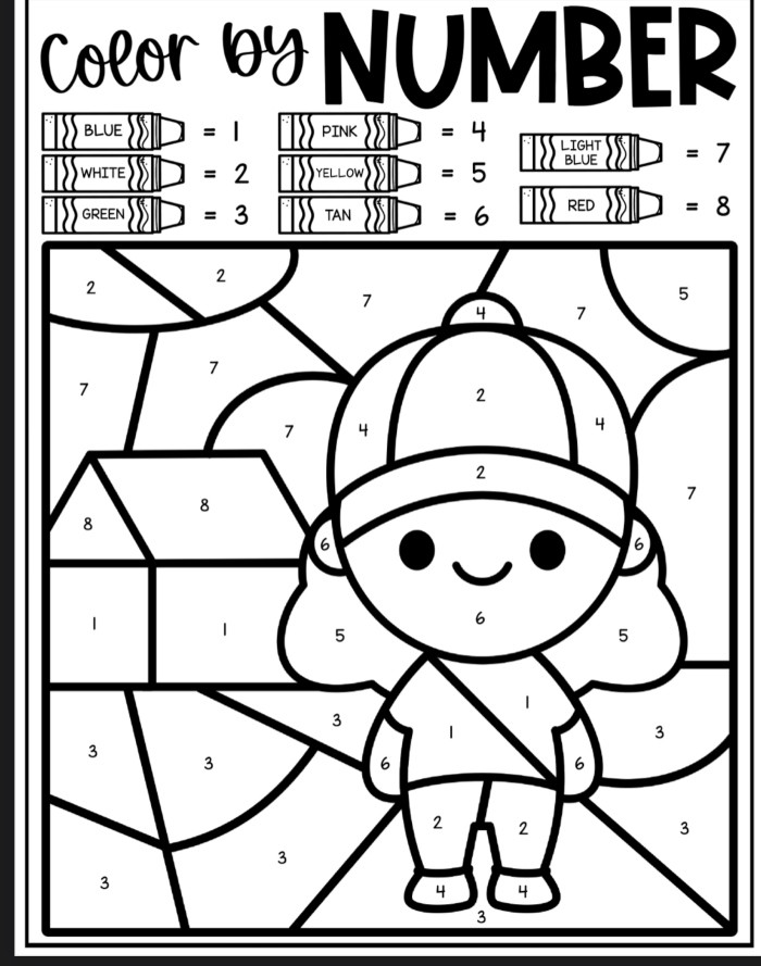 Kid Color By Number Coloring Sheets