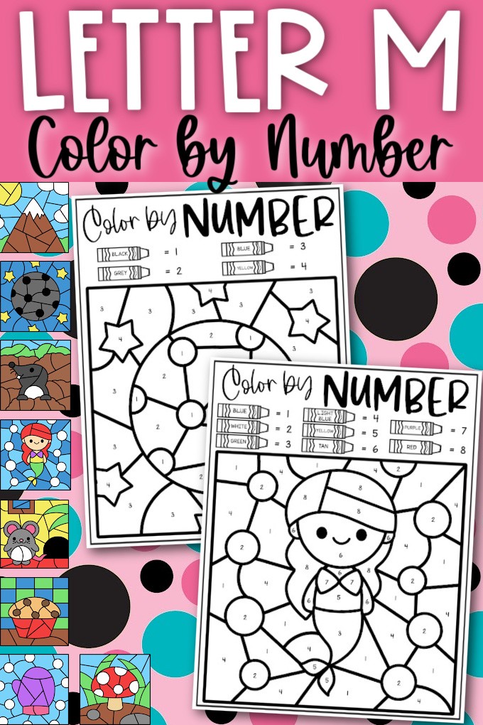 Letter M Color by Number Coloring Sheets