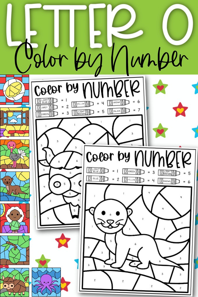 Letter O Color by Number Coloring Sheets