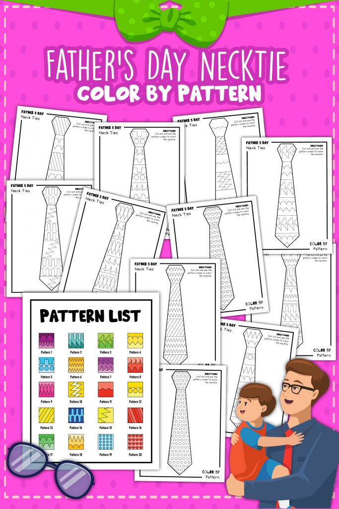Father's Day Necktie Color by Pattern