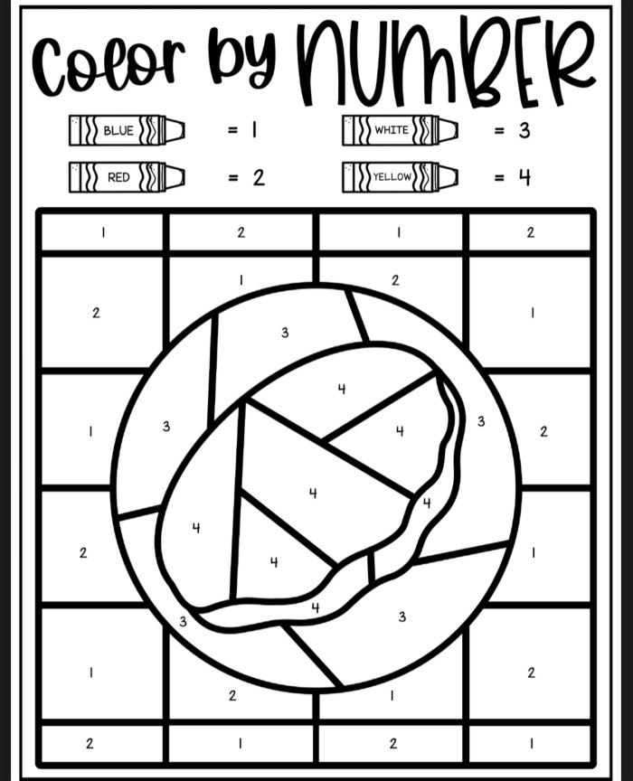 Omelet Color By Number Coloring Sheets