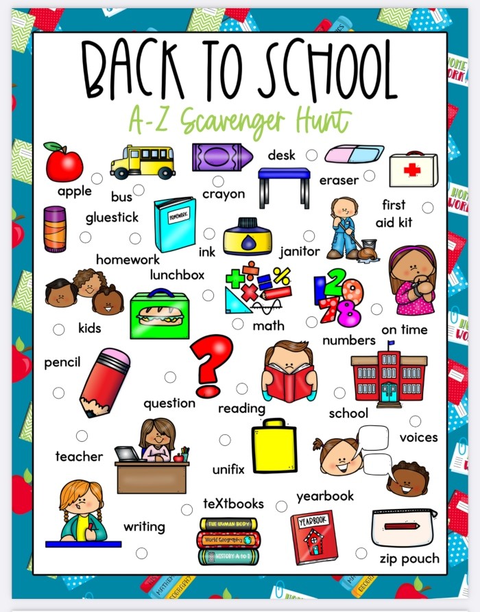 Back to School Scavenger Hunt