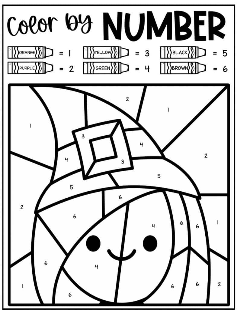 Witch Color By Number Coloring Sheet