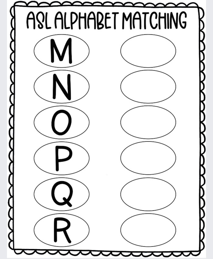 Asl Alphabet Matching Worksheets - Ice Cream N Sticky Fingers