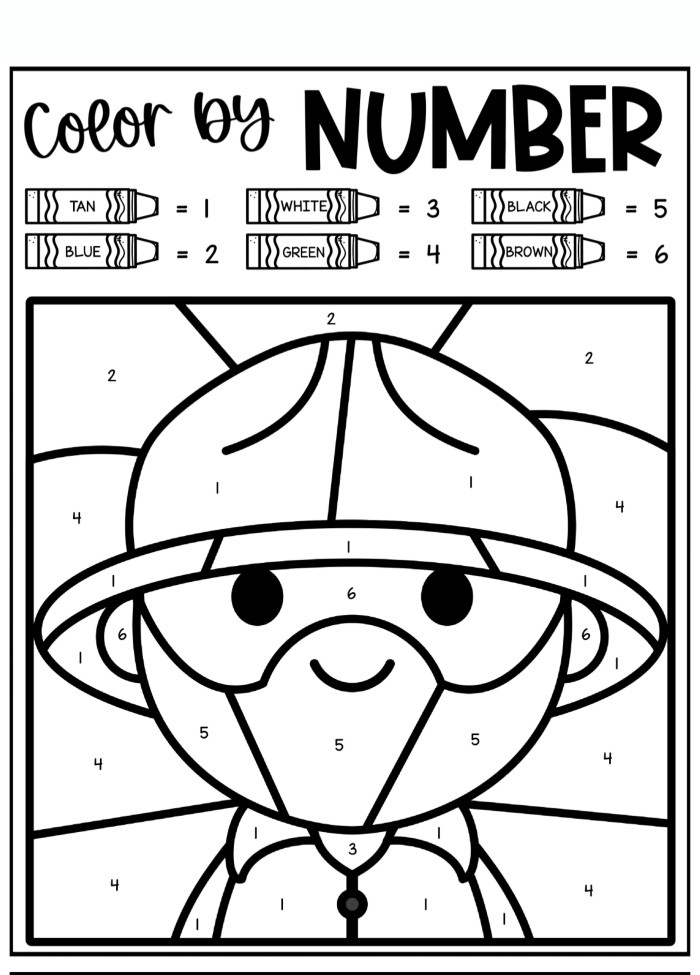 Zookeeper Color By Number Coloring Sheet