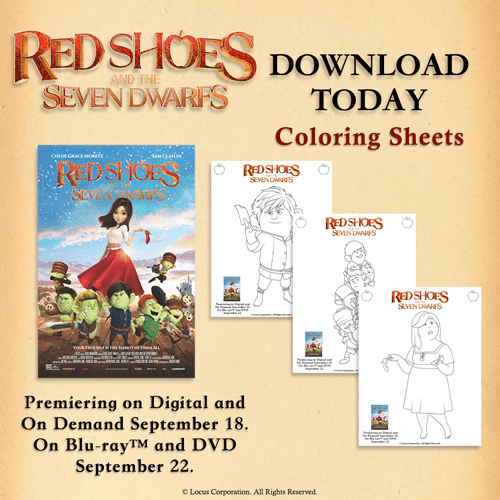 Red Shoes and the Seven Dwarfs Coloring Pages