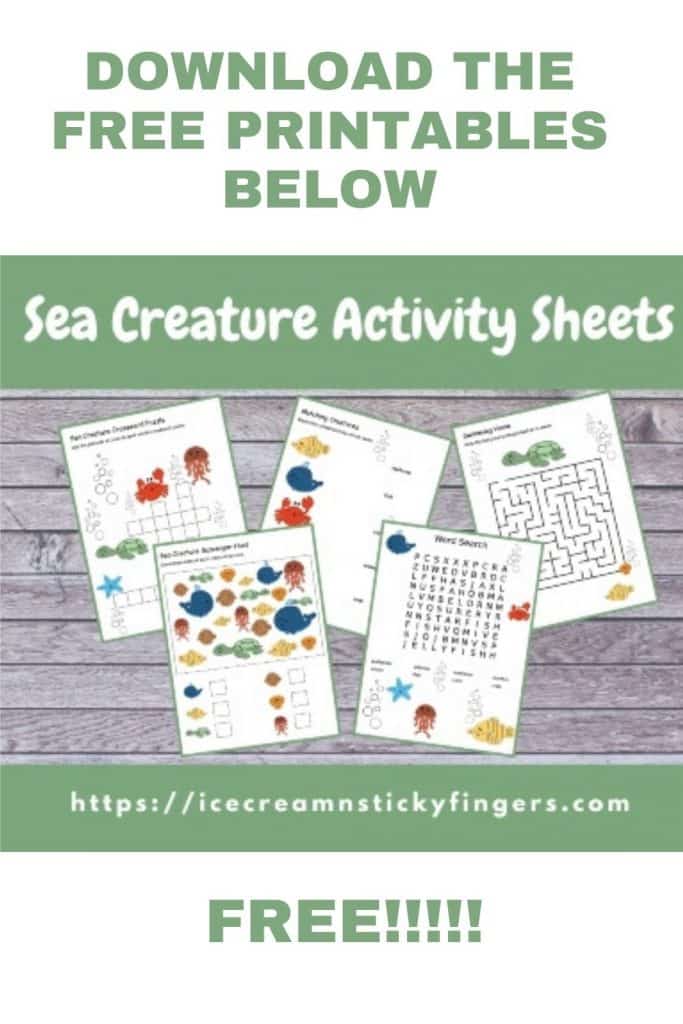 Free Printable Sea Creature Activity Sheets - Ice Cream n Sticky Fingers