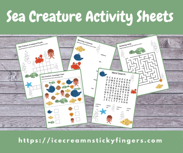 Free Printable Sea Creature Activity Sheets - Ice Cream n Sticky Fingers
