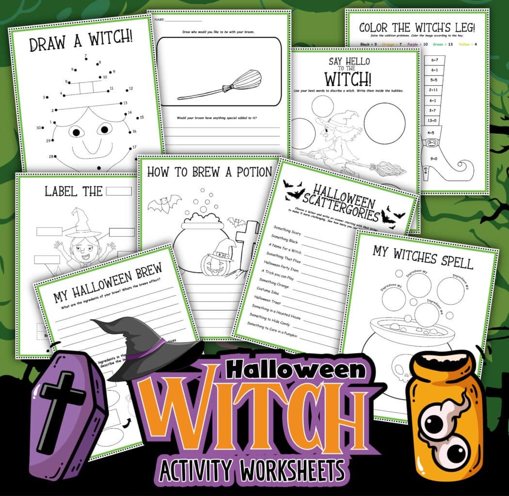 Free Halloween Witch's Activity Sheets