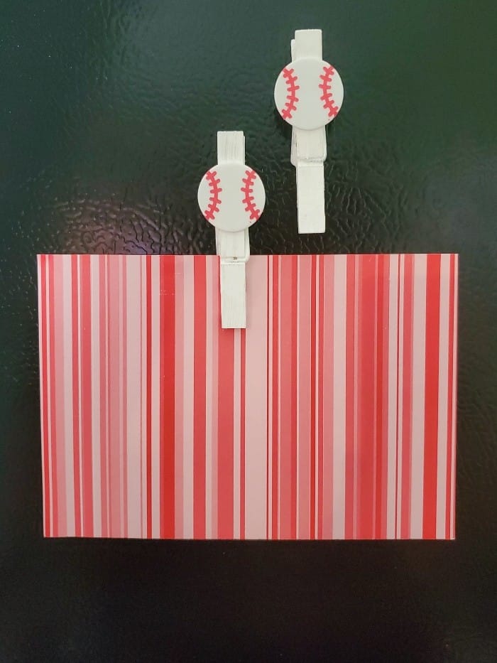 Baseball Refrigerator Clothespin Magnets