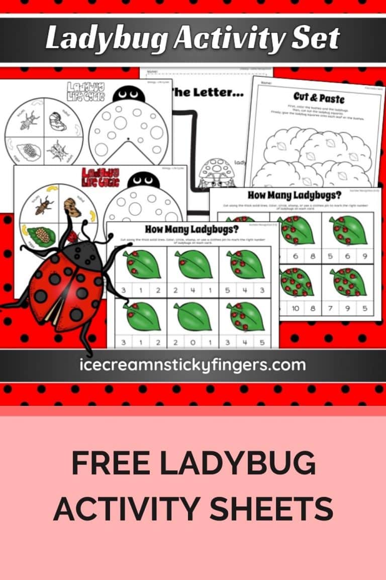 Free Ladybug Activity Sheets - Ice Cream n Sticky Fingers