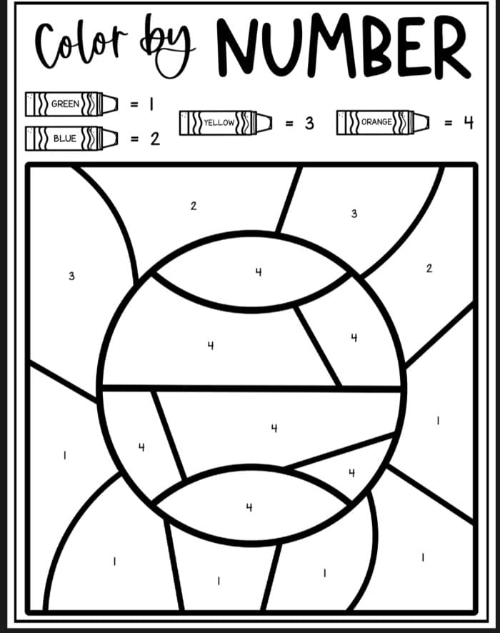 Ball Color by Number Coloring Sheet