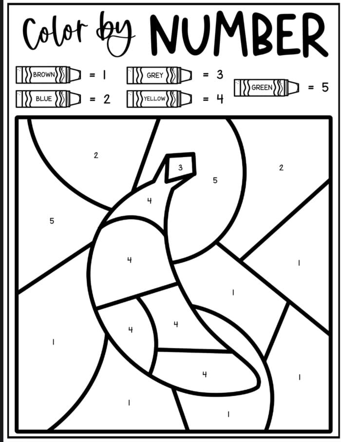 Banana Color by Number Coloring Sheet