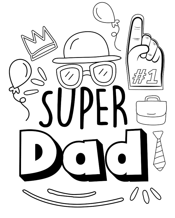 #1 Super Dad Coloring Sheets