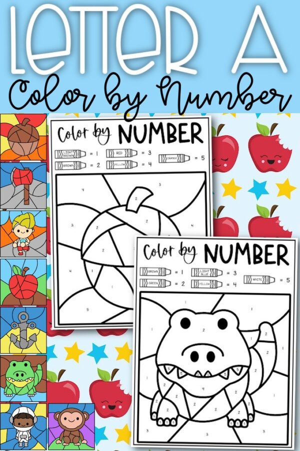 Letter A Color By Number Coloring Sheets - Ice Cream n Sticky Fingers