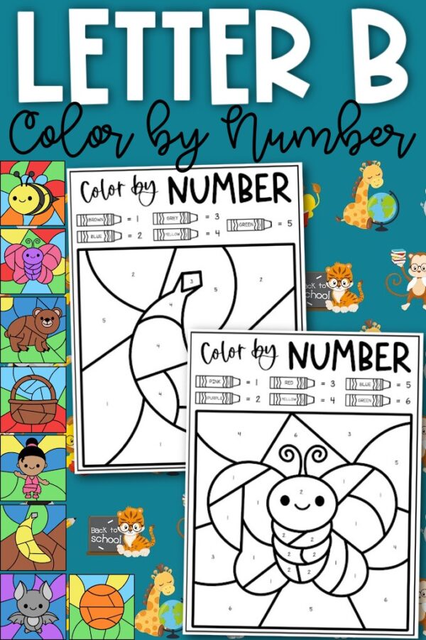 Letter B Color By Number Coloring Sheets - Ice Cream N Sticky Fingers