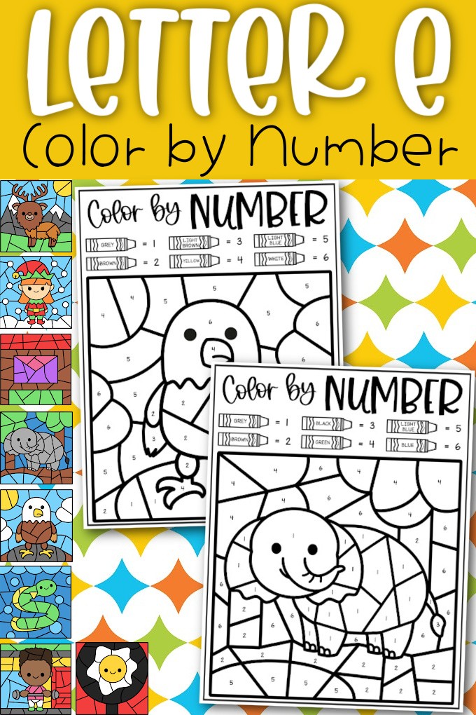 Letter E Color By Number Coloring Sheets  Ice Cream n Sticky Fingers