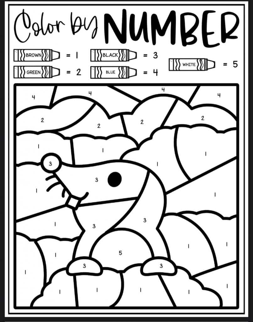 Mole Color By Number Coloring Sheets