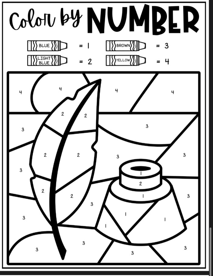 Quill Color by Number Coloring Sheet