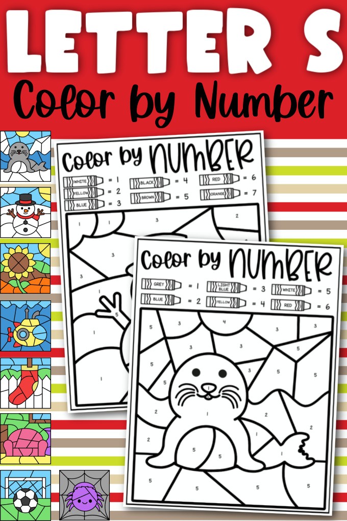 Letter S Color By Number Coloring Sheets