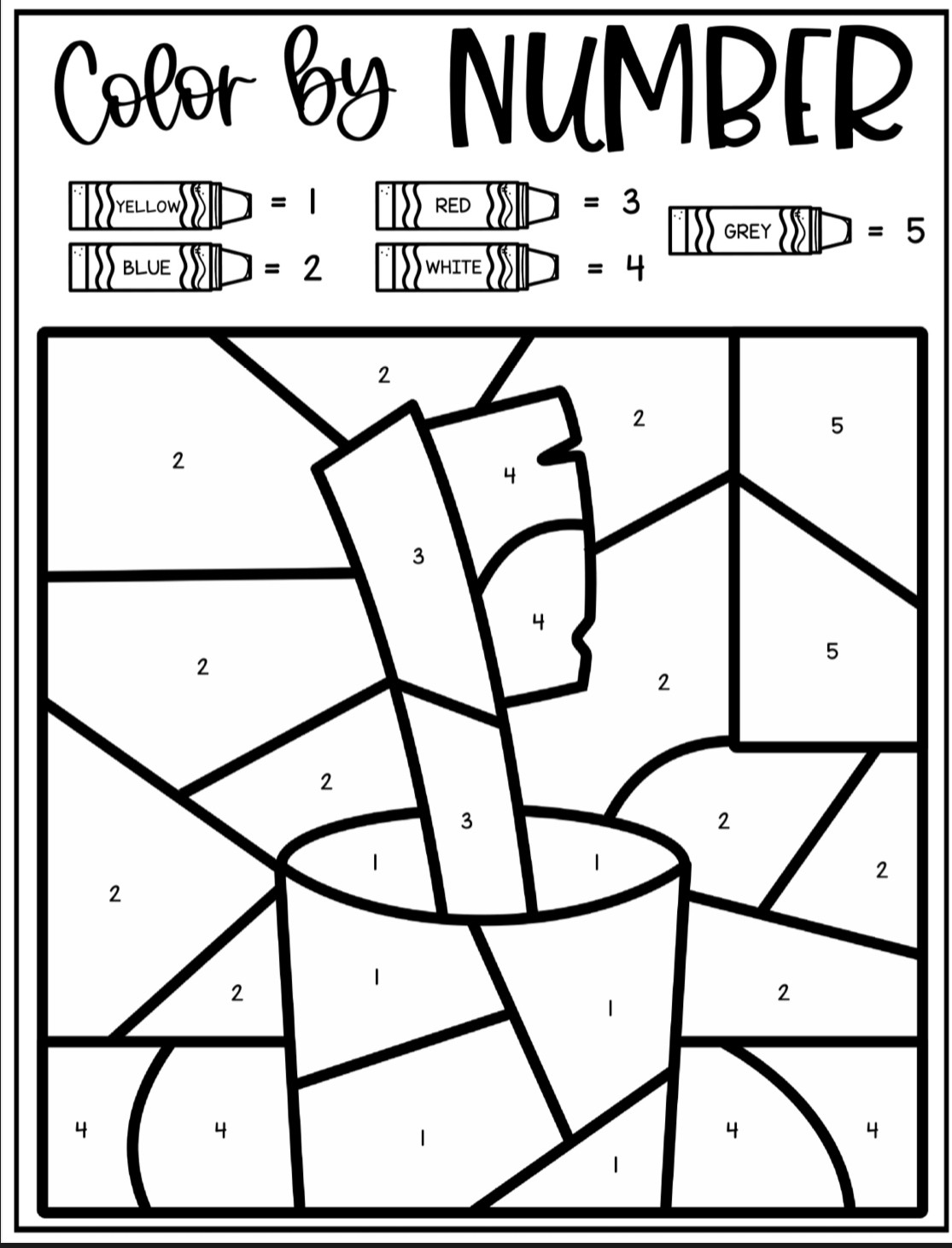 Letter T Color by Number Coloring Sheets - Ice Cream n Sticky Fingers