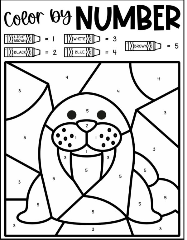 Letter W Color by Number Coloring Sheets - Ice Cream n Sticky Fingers