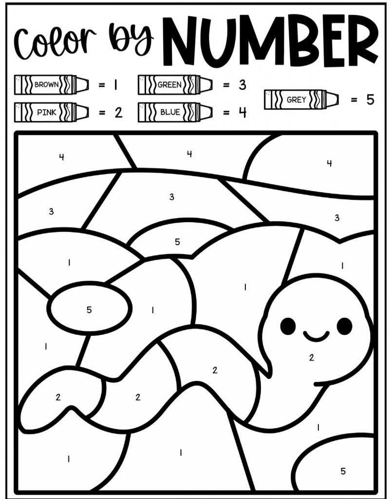 Worm Color By Number Coloring Sheet