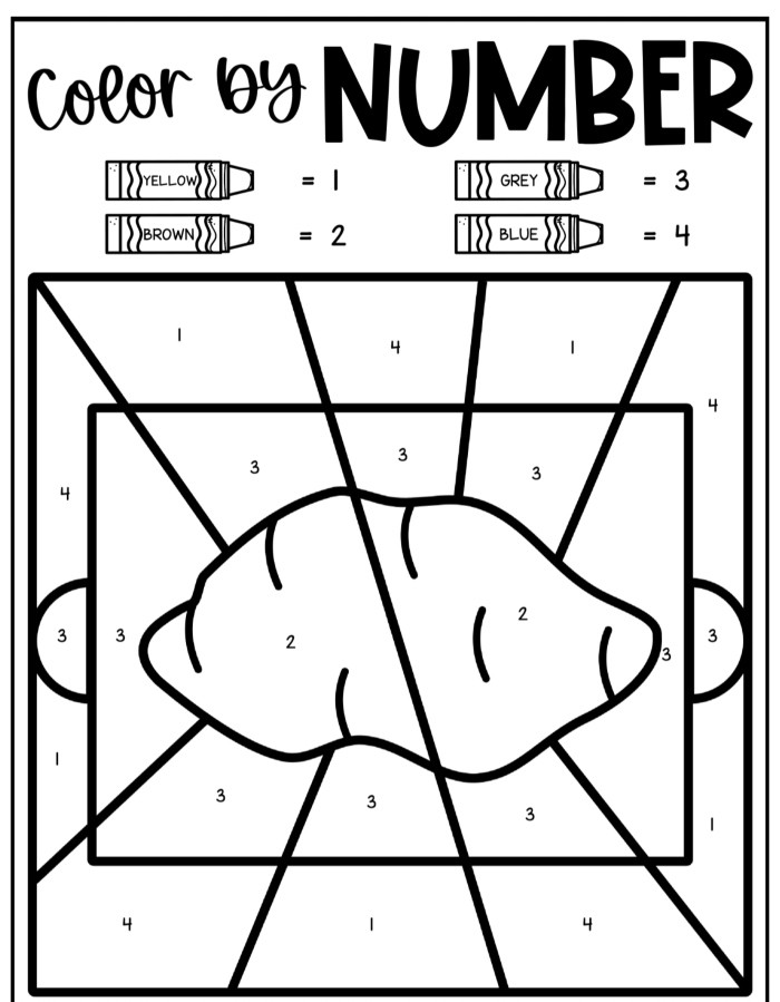 Yam Color By Number Coloring Sheet