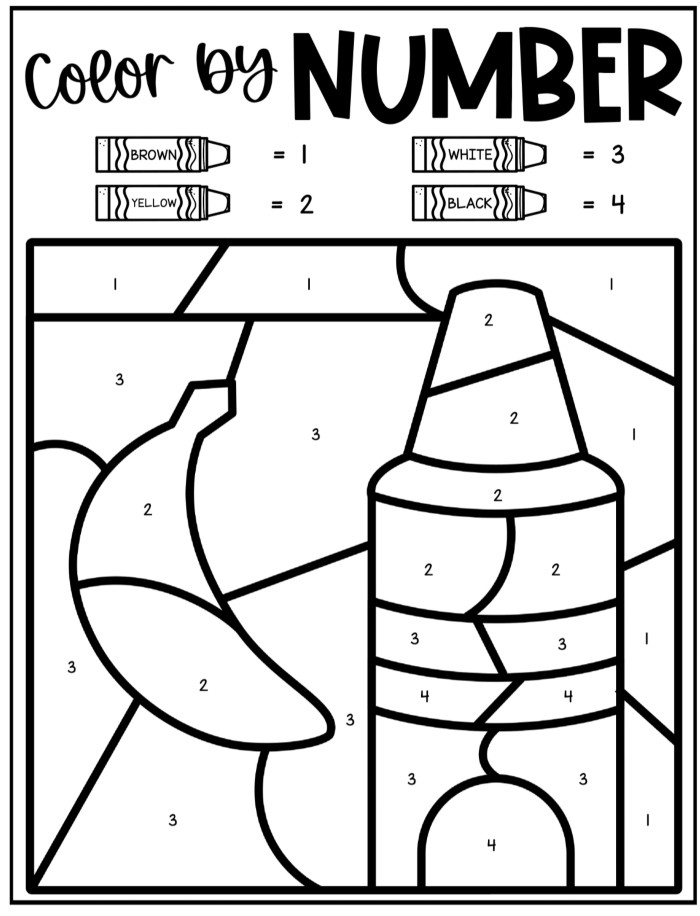 Yellow Color By Number Coloring Sheet