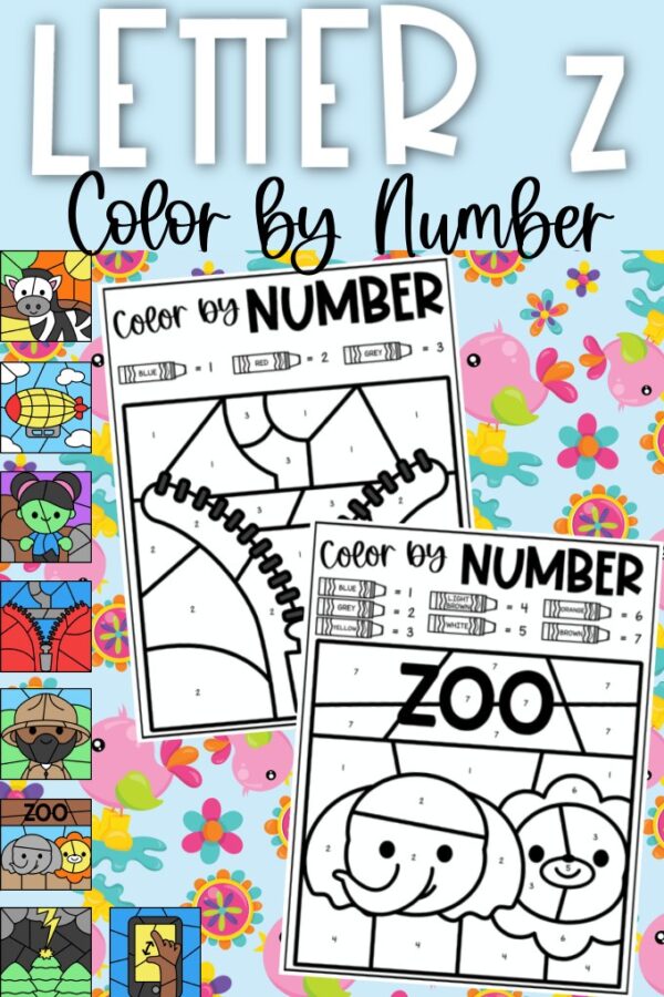 Letter Z Color by Number Coloring Sheets - Ice Cream n Sticky Fingers