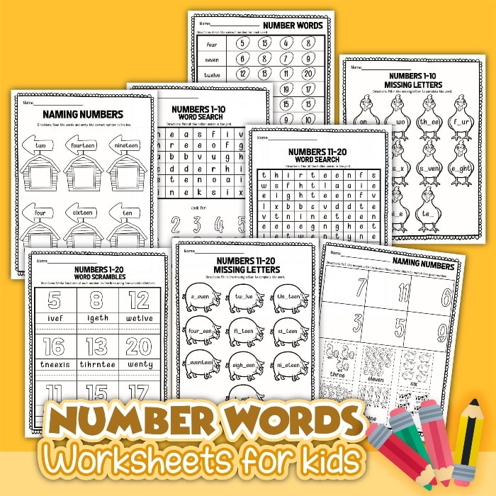Number Words Worksheets for Kids