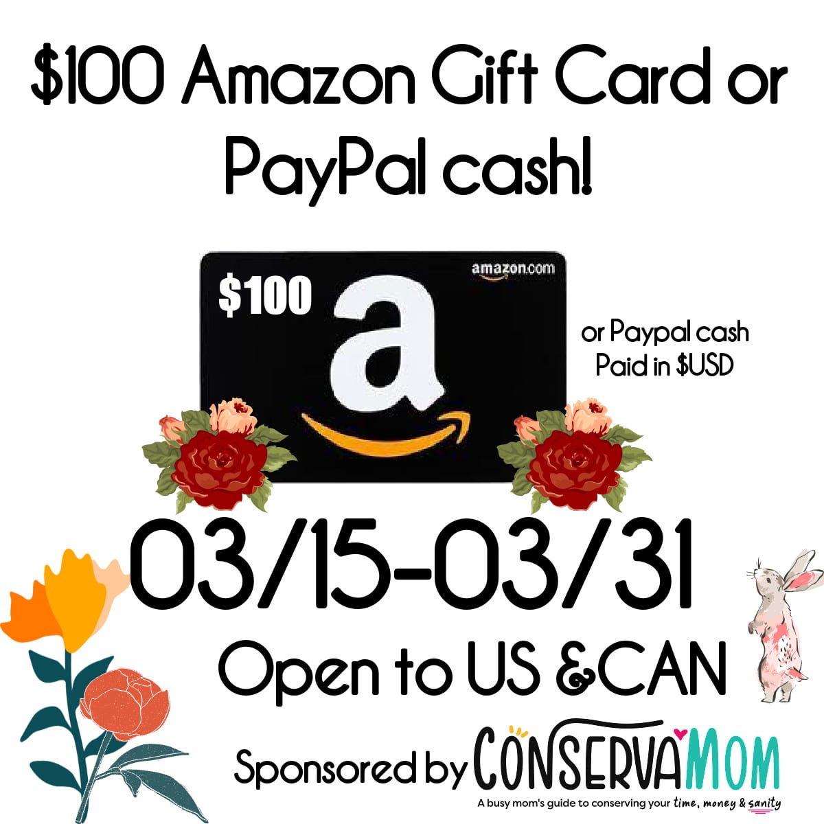 Enter to Win a $100 Amazon Gift Card or Paypal Cash