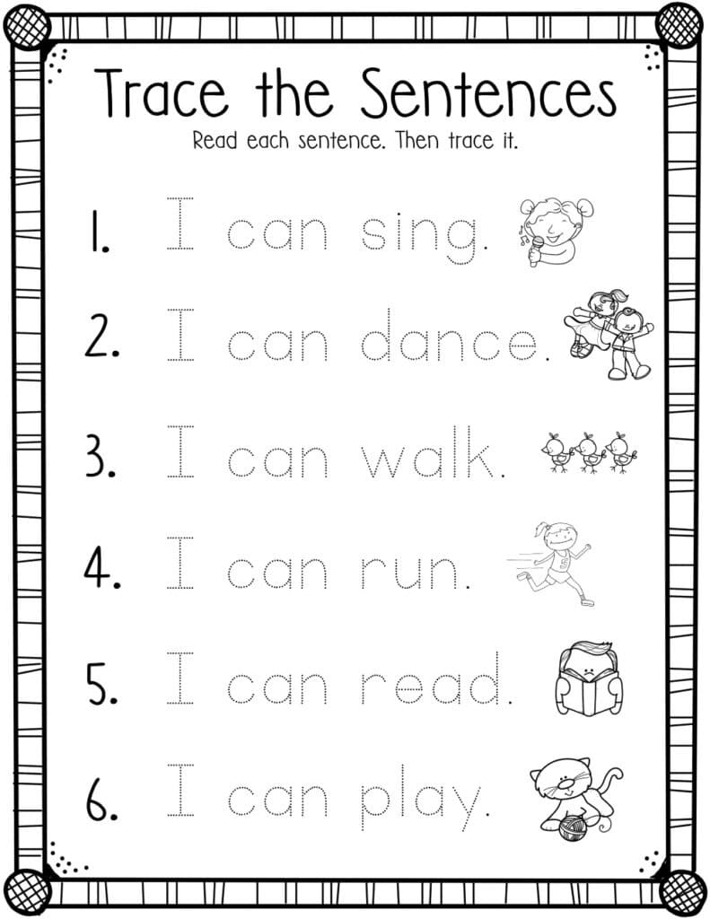Trace the Sentences Worksheet