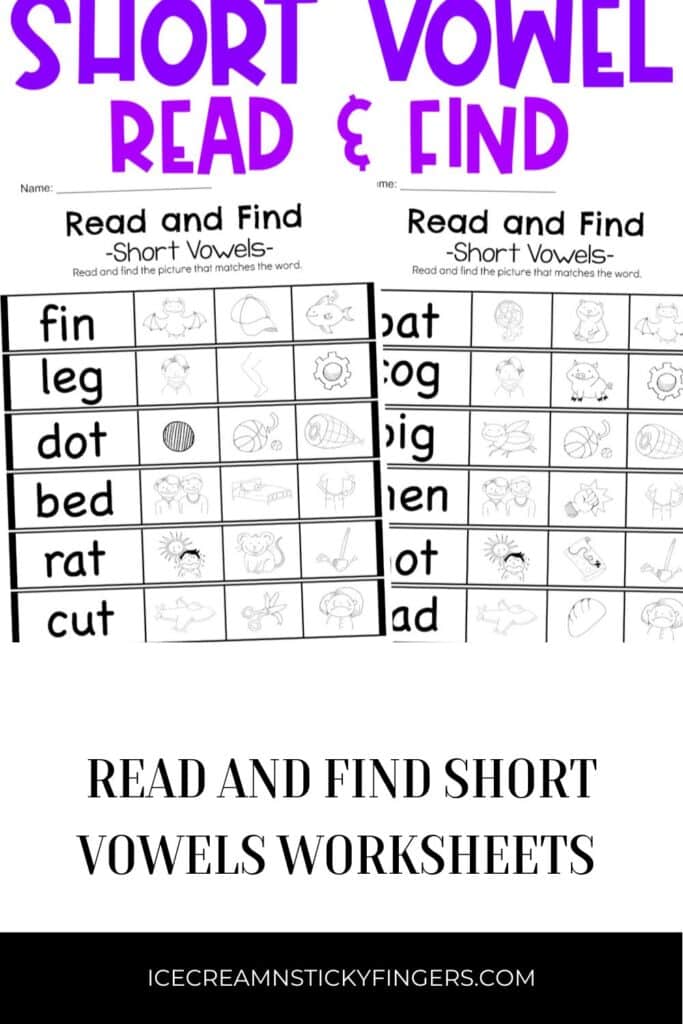 Read and Find Short Vowels Worksheets