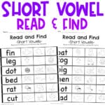 Read and Find Short Vowels Worksheets