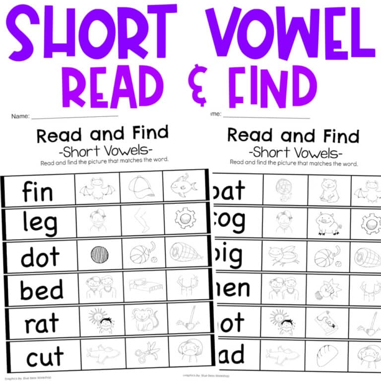 Read and Find Short Vowels Worksheets