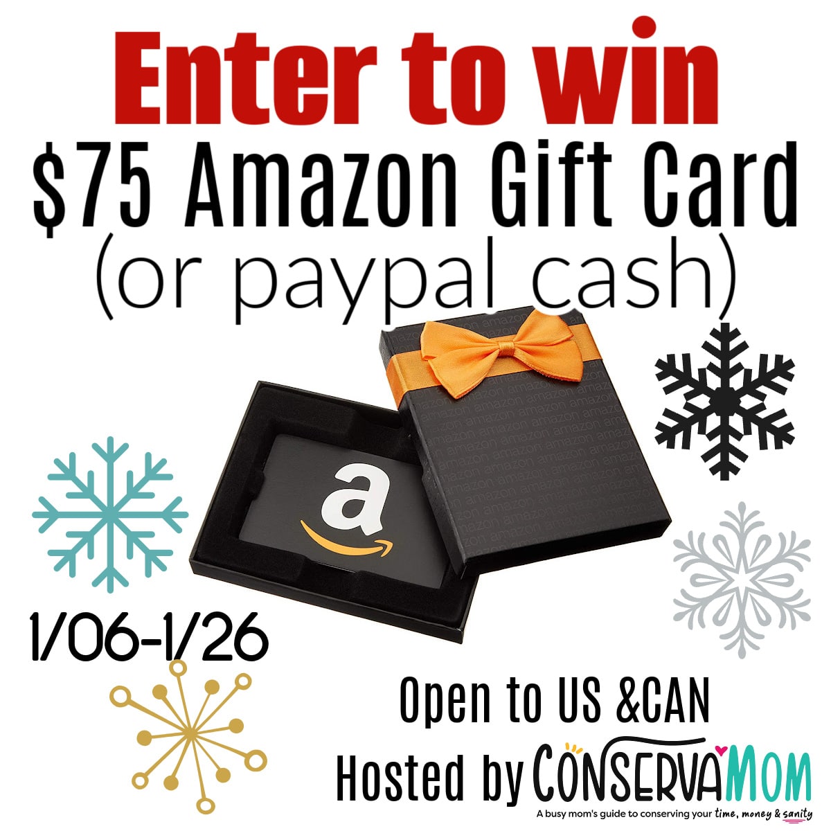 Enter to Win $75 Amazon Gift Card or Paypal Cash